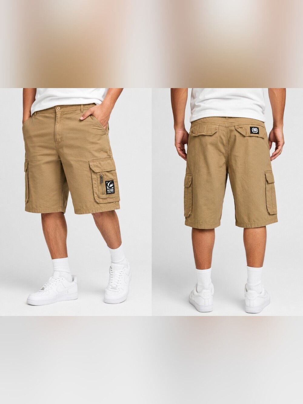 👖 Ecko Unltd. Khaki Cargo Shorts Men's Size 42 Utility Streetwear Shorts